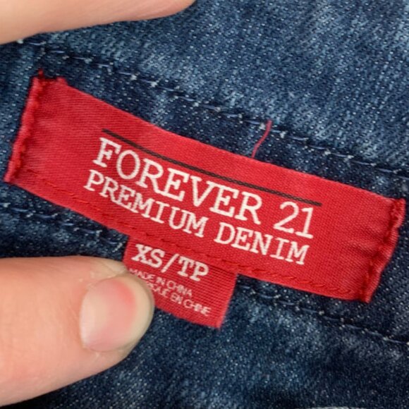 Forever 21 Denim Mini Skirt With Red Suspenders - Picture 3 of 12